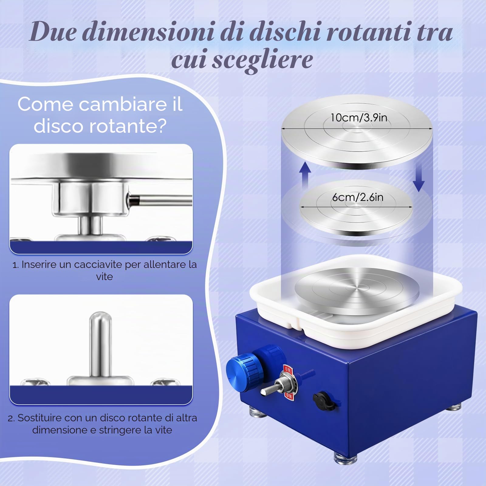 Tornio per Ceramica, Tornio per Argilla 2000 RPM velocità Regolabile Ruota di Ceramica Elettrica con Bacinella Staccabile e Strumenti di Argilla Fai-da-Te, Tornio Ceramica per Bambini e Adulti