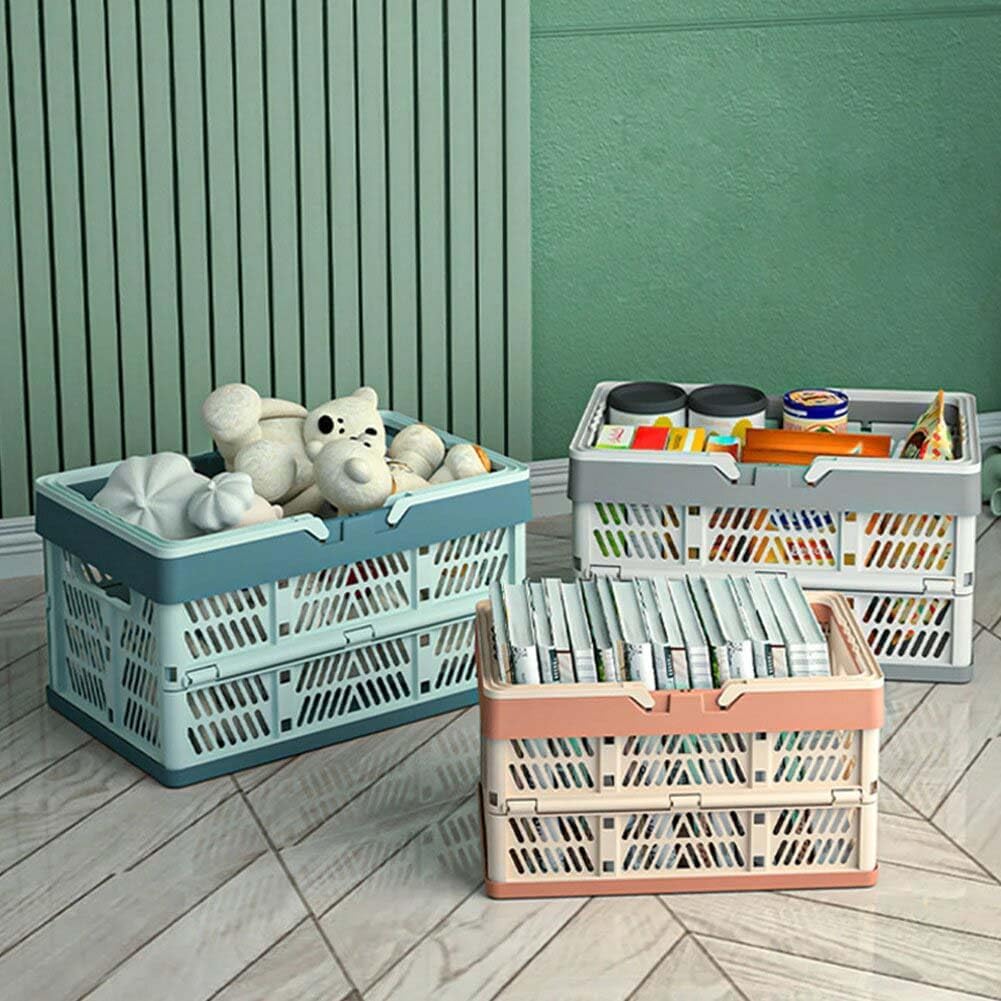 Foldable Storage Baskets,Plastic Collapsible Crates with Handles for Organizing,Portable for Home Organization,Picnic and Shopping,Pink Small Size image 4