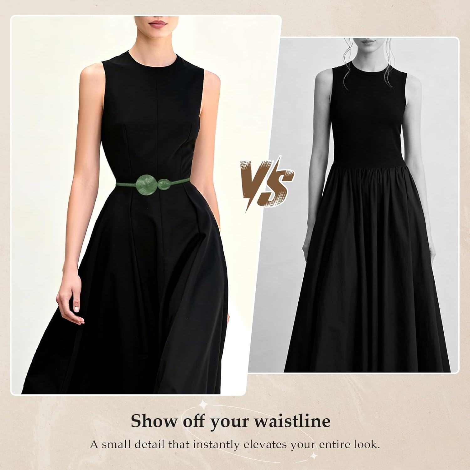 JASGOOD Women Skinny Stretch Metal Belt for Dress Thin Waist Belt for Women - Image 3