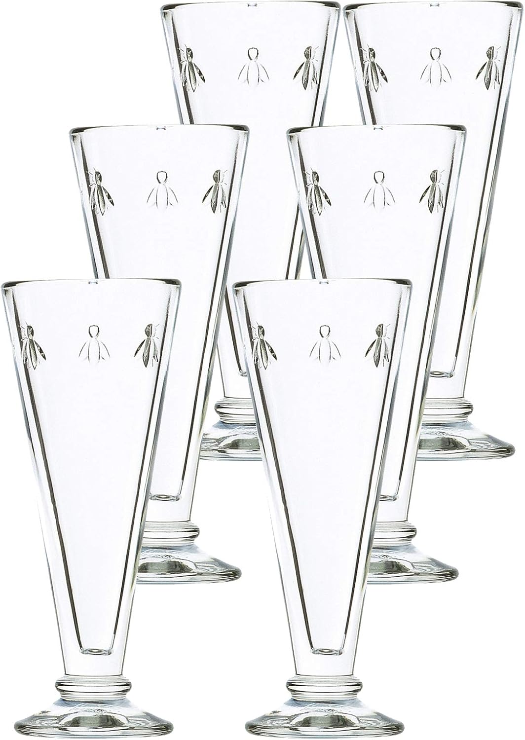 La Rochere Napoleon Bee Champagne Flutes Set of 6 – Petite Vintage French Glassware with Thick, Stable Base – Elegant & Durable Drinking Glasses for Brunch, Celebrations & European-Style Tables (5 oz)