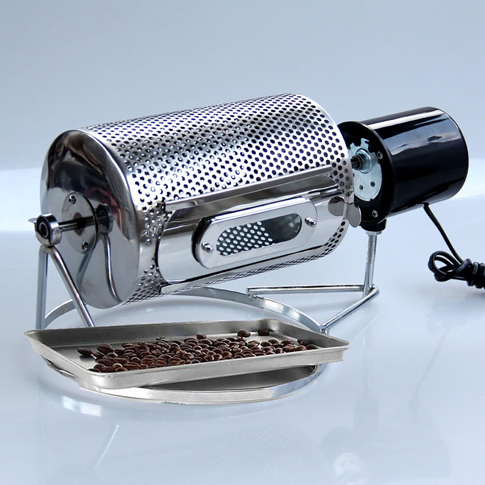 Torréfacteur De Grains De Café, Torréfacteur à Tambour, avec Fenêtre Visible Et Plateau en Acier Inoxydable, pour Céréales, Grains, Cacahuètes, Noix