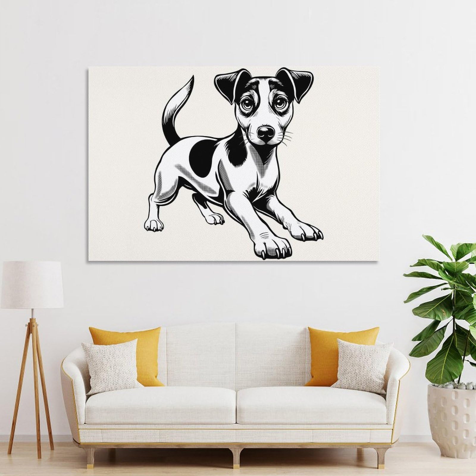 Junmoney Wall Decor Canvas Print Jack Russell Terrier, 08x12inch(20x30cm), for Front Hall, Corridor Or Welcome Spaces, A Neat Decor Update for Hallways