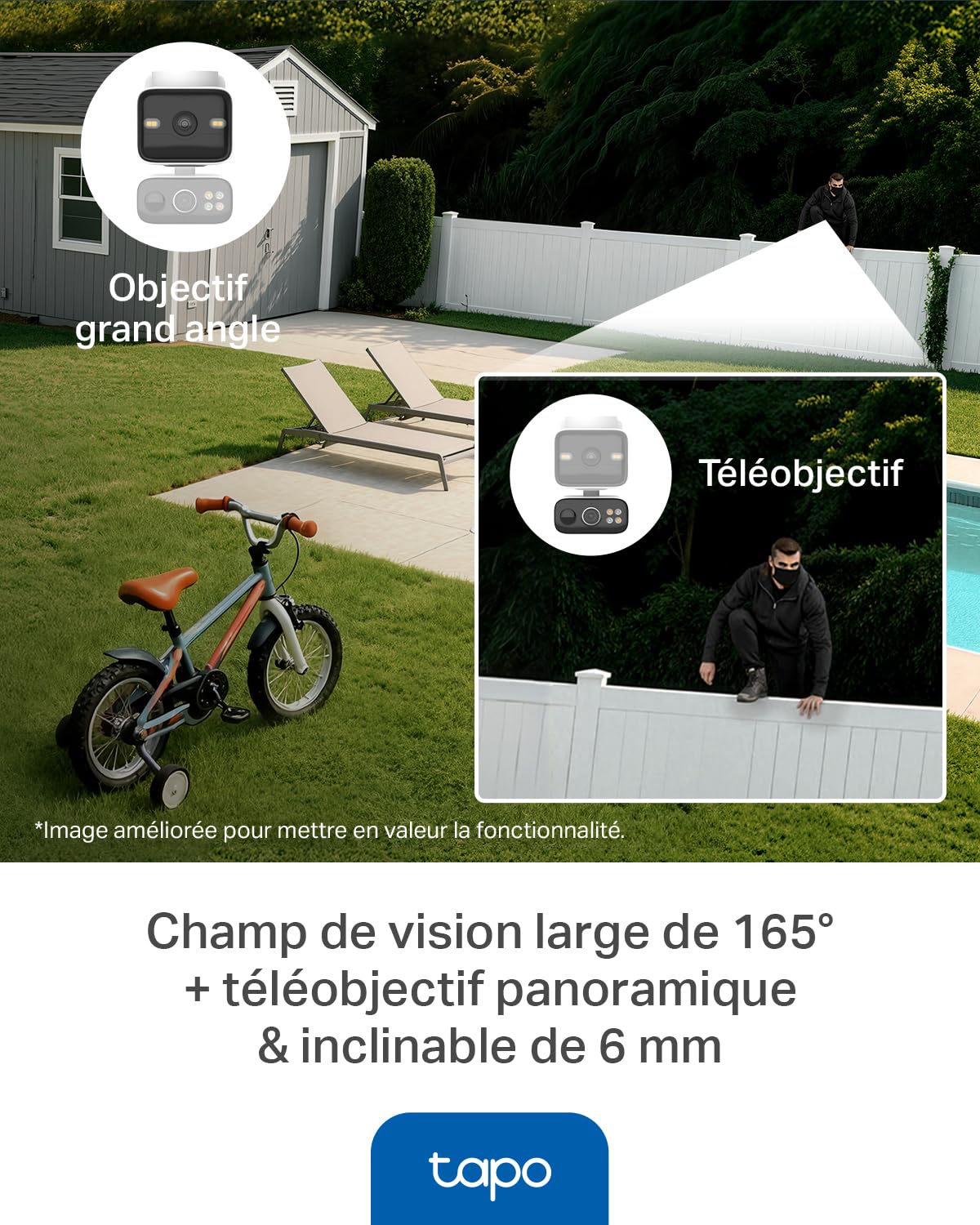 Tapo C645D KIT Caméra Extérieur sans Fil Solaire 2K Double Objectif – Caméra Surveillance WiFi Extérieure sans Fil 360°, Détection IA Personne/Véhicule/Animal, Suivi Automatique, Batterie 10000mAh