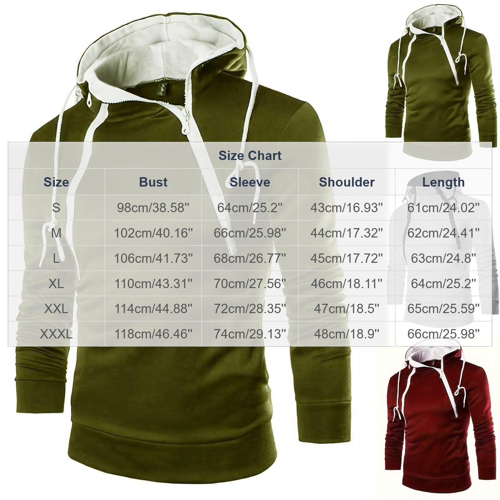 Sweat à Capuche Homme, Fermeture Zippée, Color Block, Manches Longues