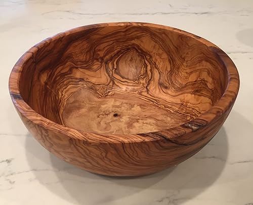 11" Artisan Olive Wood Serving Bowl/Centerpiece Unique decorative Wooden Bowl