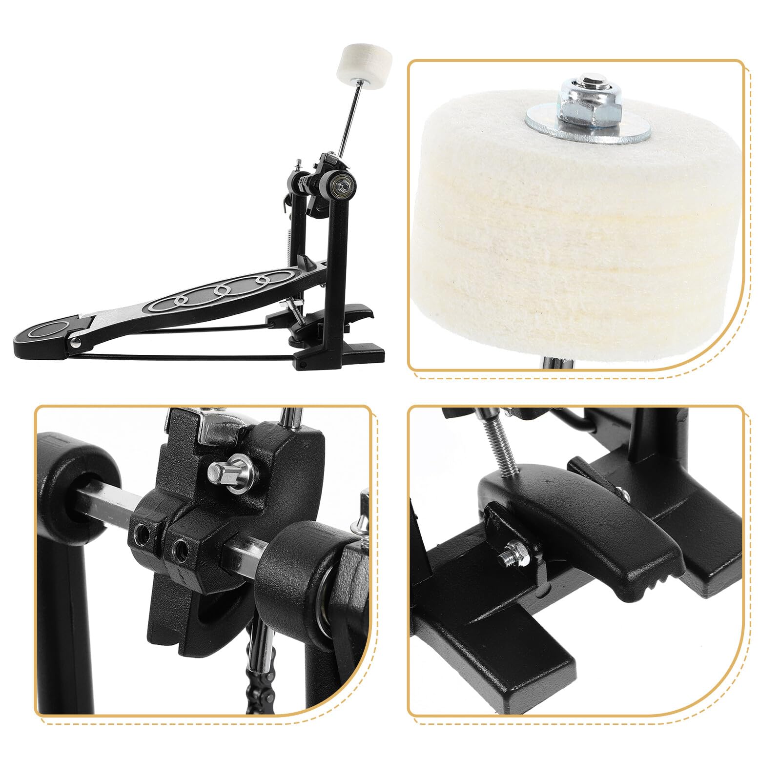 Baluue Singolo Grancassa Batteria in Lega di Alluminio Antiscivolo Accessorio per Kit Batteria con Installazione Facile per Batteristi Jazz ed Elettronici