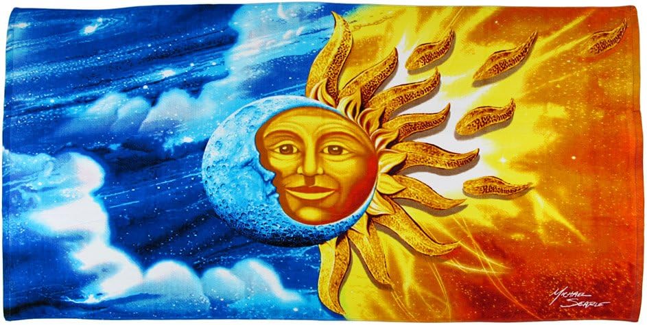 Things2Die4 Celestial Sun Moon Beach Towel 60 Inches X 30 Inches