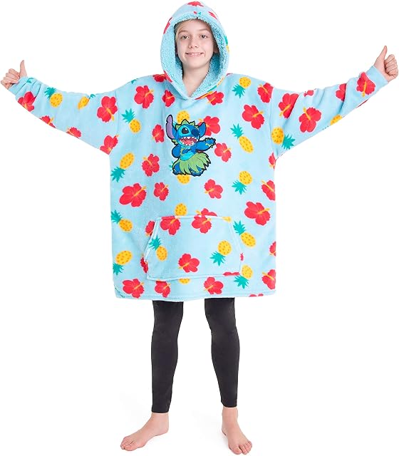 Disney Hoodies for Girls Boys, Kids Oversized Hoodie Blanket, Minnie Mickey Stitch Gifts