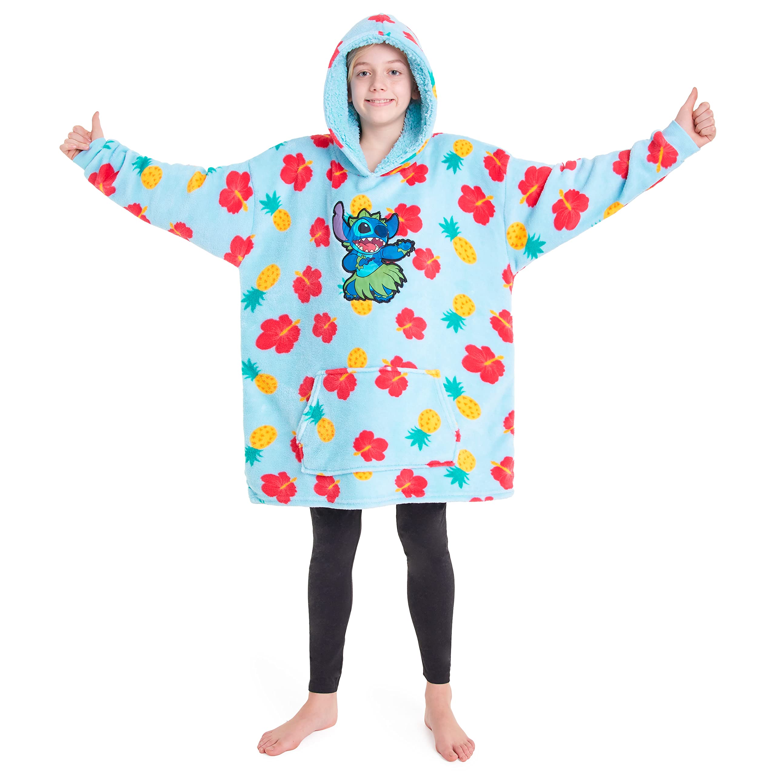 Disney Felpa Oversize Bambina Ragazza con Cappuccio Mickey Minnie Stitch