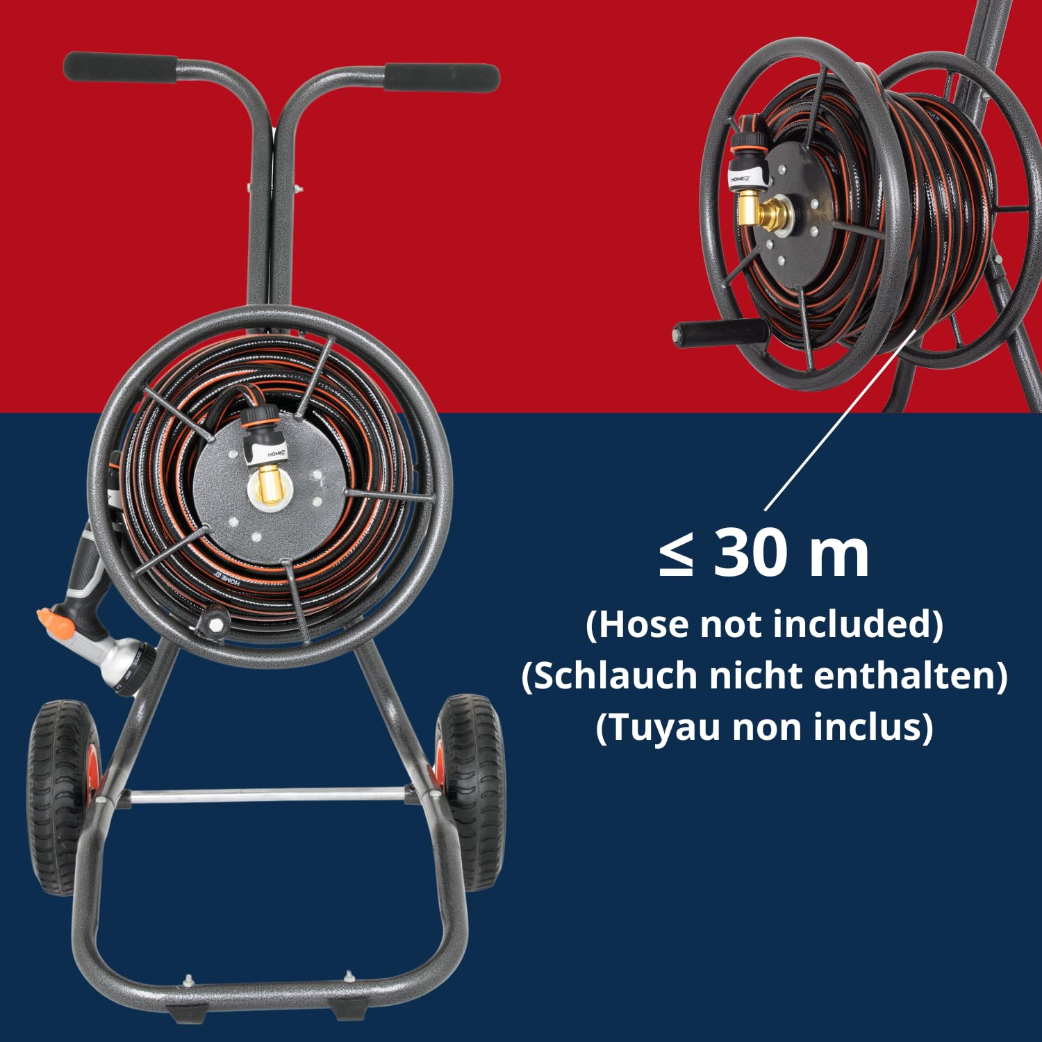 HOME It® Schlauchwagen 30m für Gartenschlauch - Schlauchwagen ohne Schlauch damit Sie Ihren eigenen Gartenschlauch verwenden können