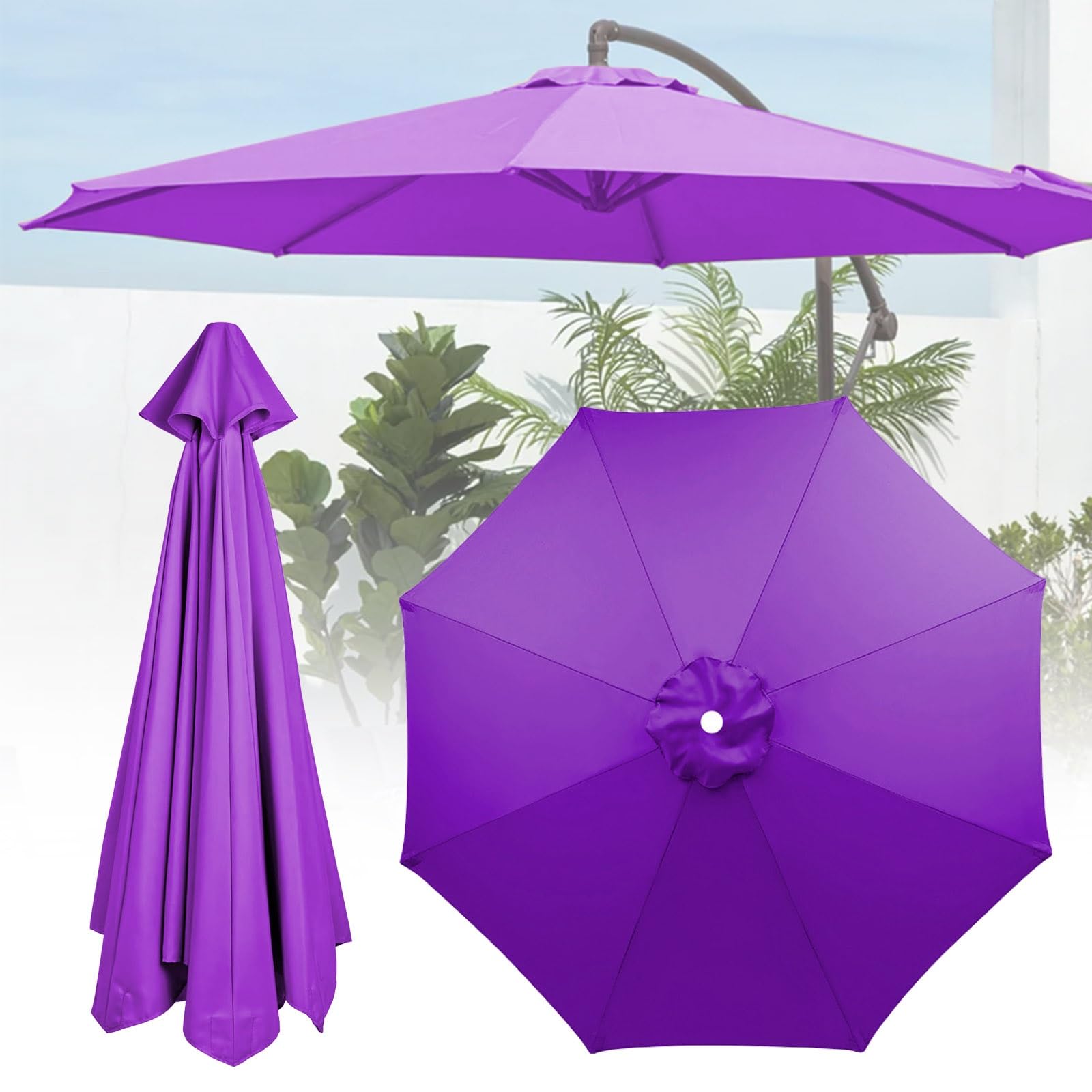 Toldo de repuesto para sombrilla de 2.5m y 8 varillas en color morado