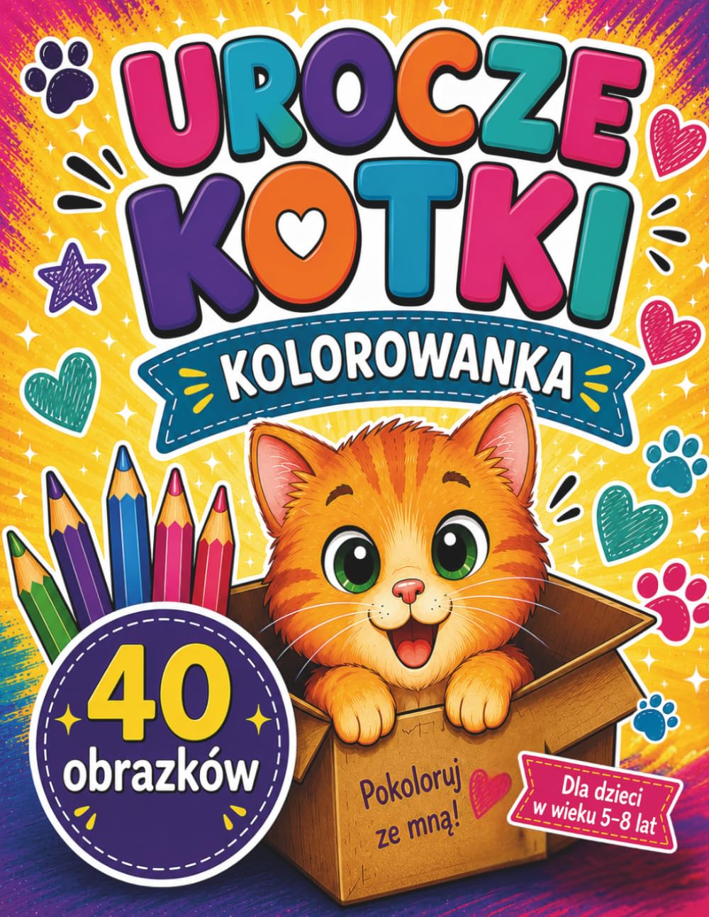 Urocze Kotki – Kolorowanka dla Dzieci 5–8 Lat: 40 prostych i zabawnych obrazków kotków do kolorowania dla chłopców i dziewczynek
