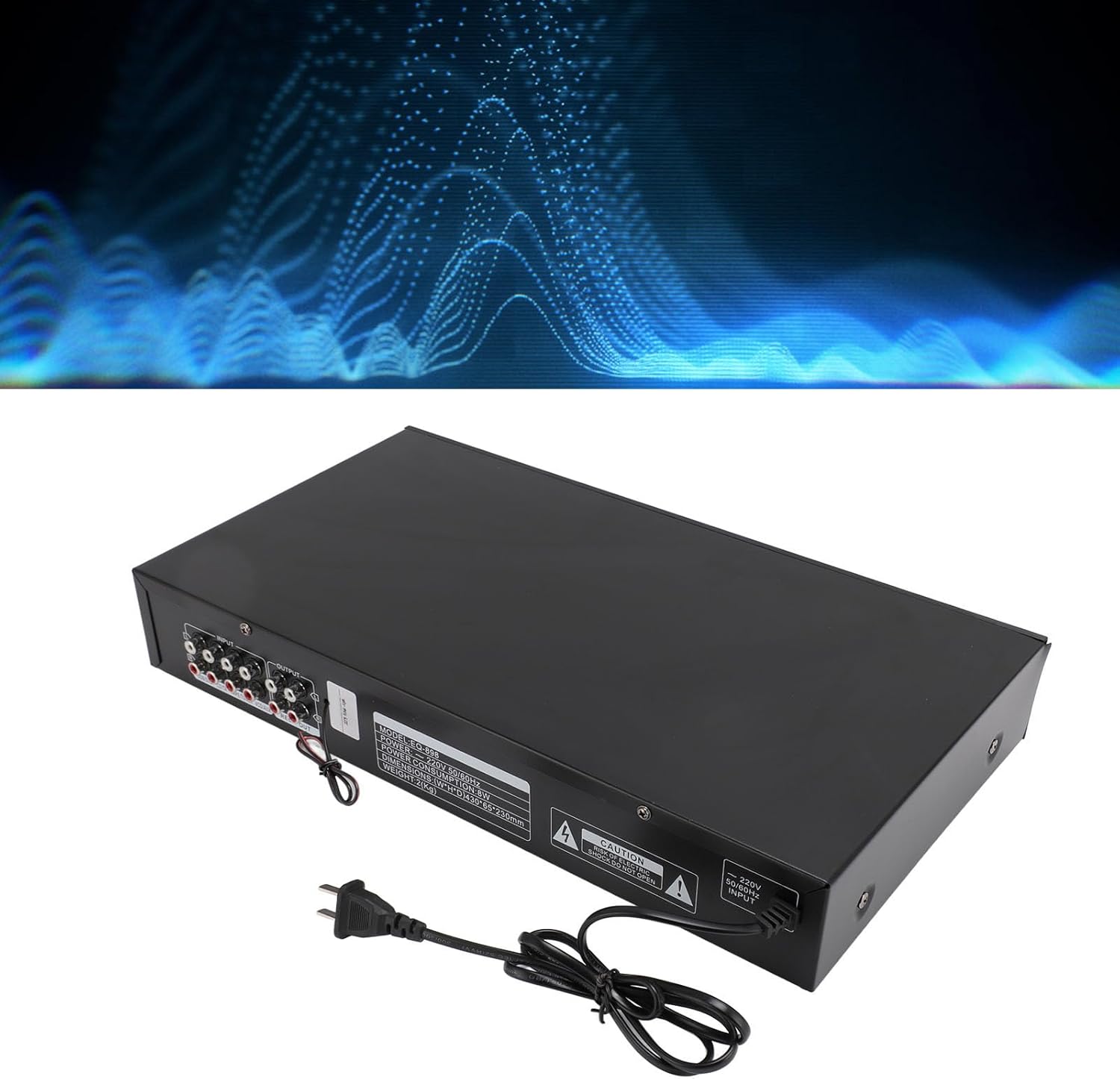 20-Band Audio Equalizer, Adjustable 20 Bands EQ Car Stereo Amplifier Graphic Equalizer with Built in Bluetooth, Stereo USB Intput, Output