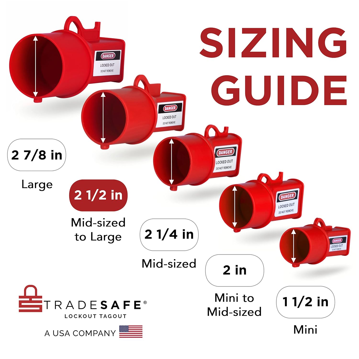 TRADESAFE Pin and Sleeve Socket Lockout Device - Electrical Lockout Tagout for Pin and Sleeve Receptacles, 2 ¹⁄₂" Diameter, LOTO Device for Lock Out Tag Out Procedures