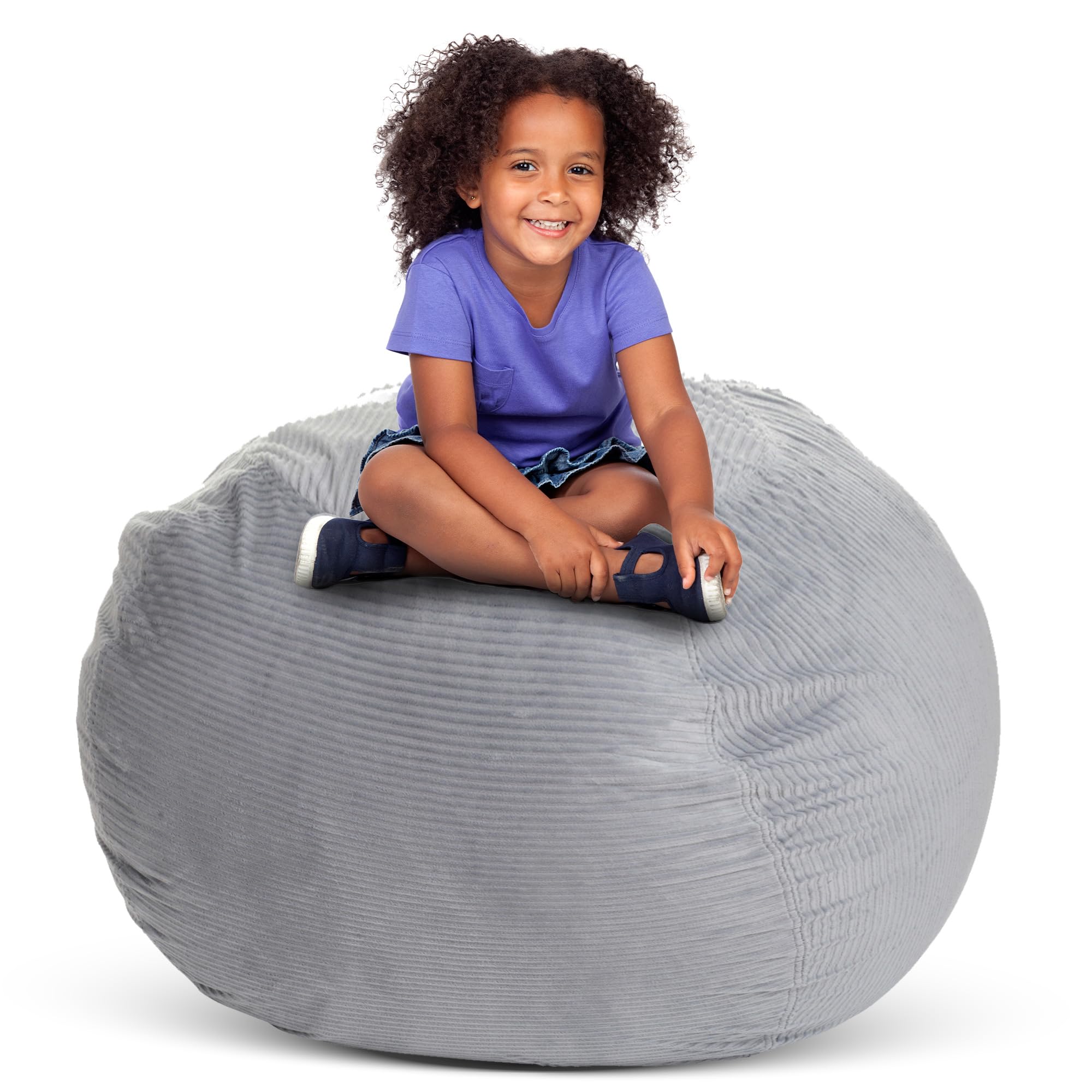 Creative QT Stuff ’n Sit Extra Large 38’’ Bean Bag Storage Cover for Stuffed Animals & Toys, Giant Beanbag Chair for Kids Ages 3-14, Bedroom Organizer
