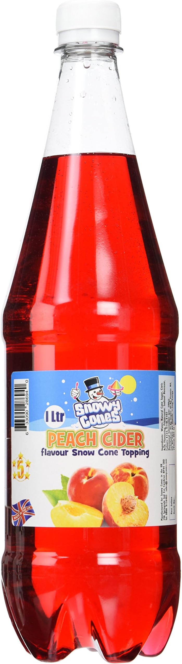 snowyconesSyrup for Snow Cones and Shaved Ice | Not Slush |Peach Cider Flavour Syrup 1 Litre