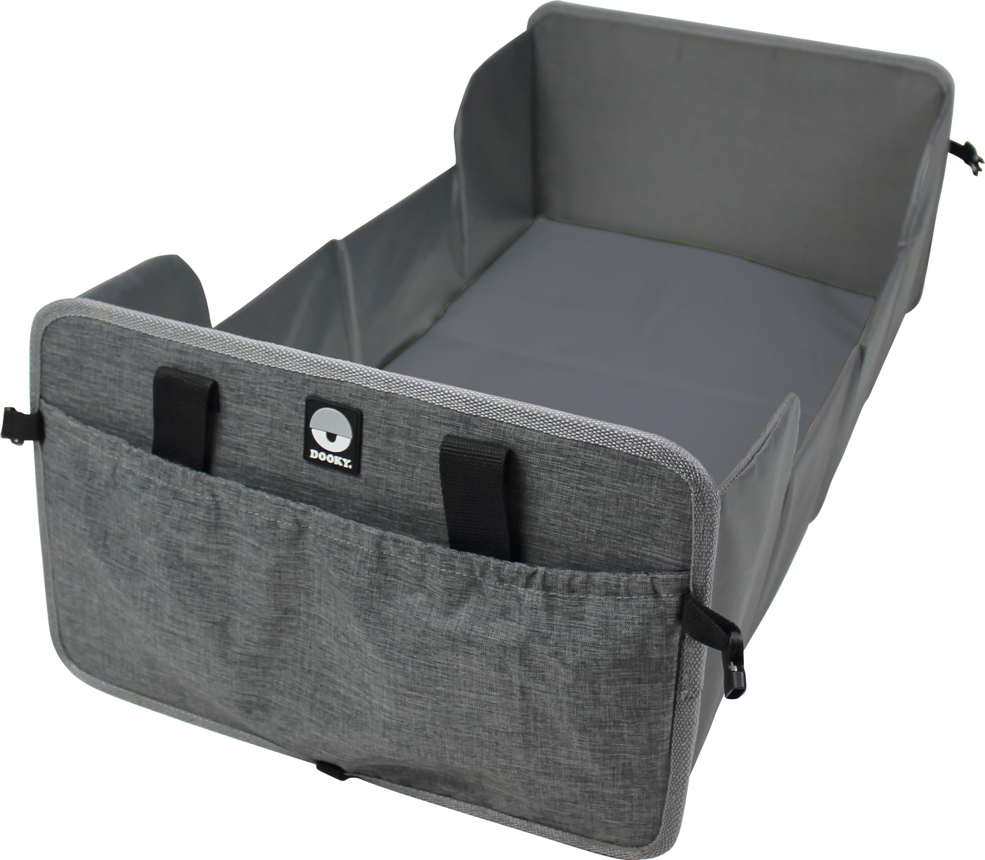 Dooky Original Traveller - lettino pieghevole per bambini - super leggero, tasche esterne, 41 x 74 cm (assemblato) /41 x 26 cm (piegato), 100% poliestere, nero