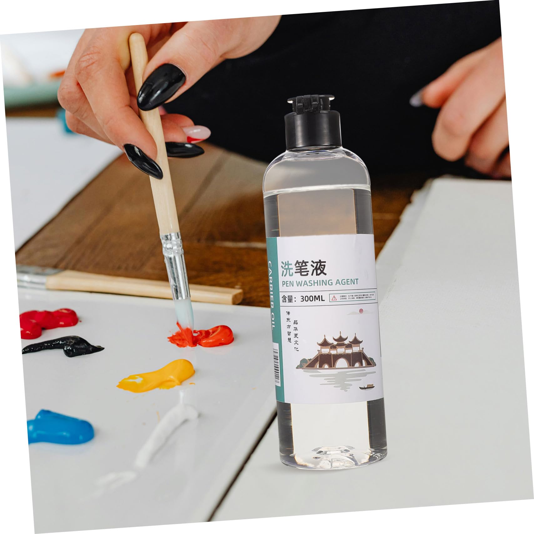 SHINEOFI Liquido per Pulizia Pennelli Pittura Olio Acrilico 300ml
