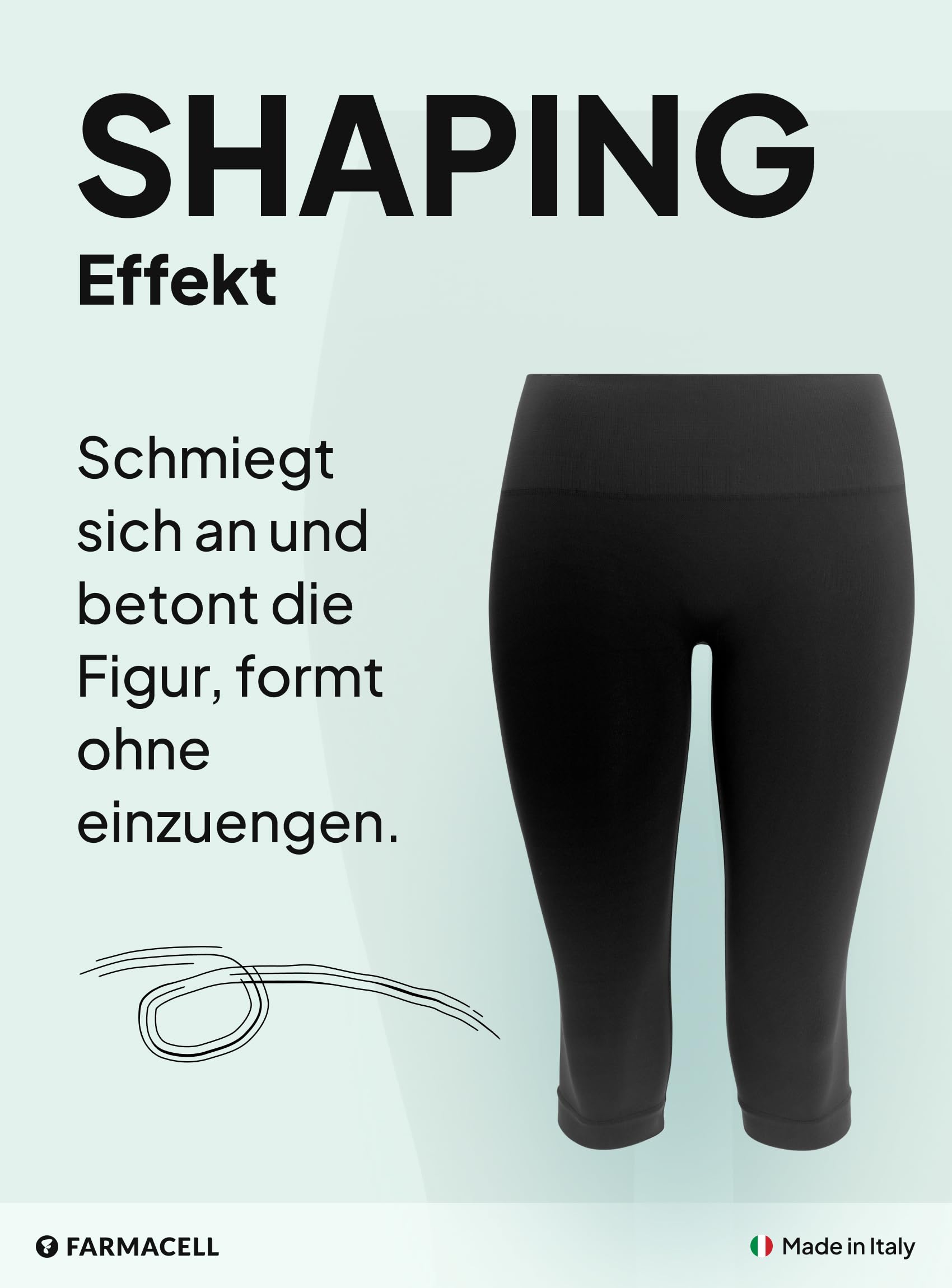 FarmaCell Anti-Cellulite Leggings Damen 3/4, Shapewear mit FIR-Effekt, Made in Italy, 604Y