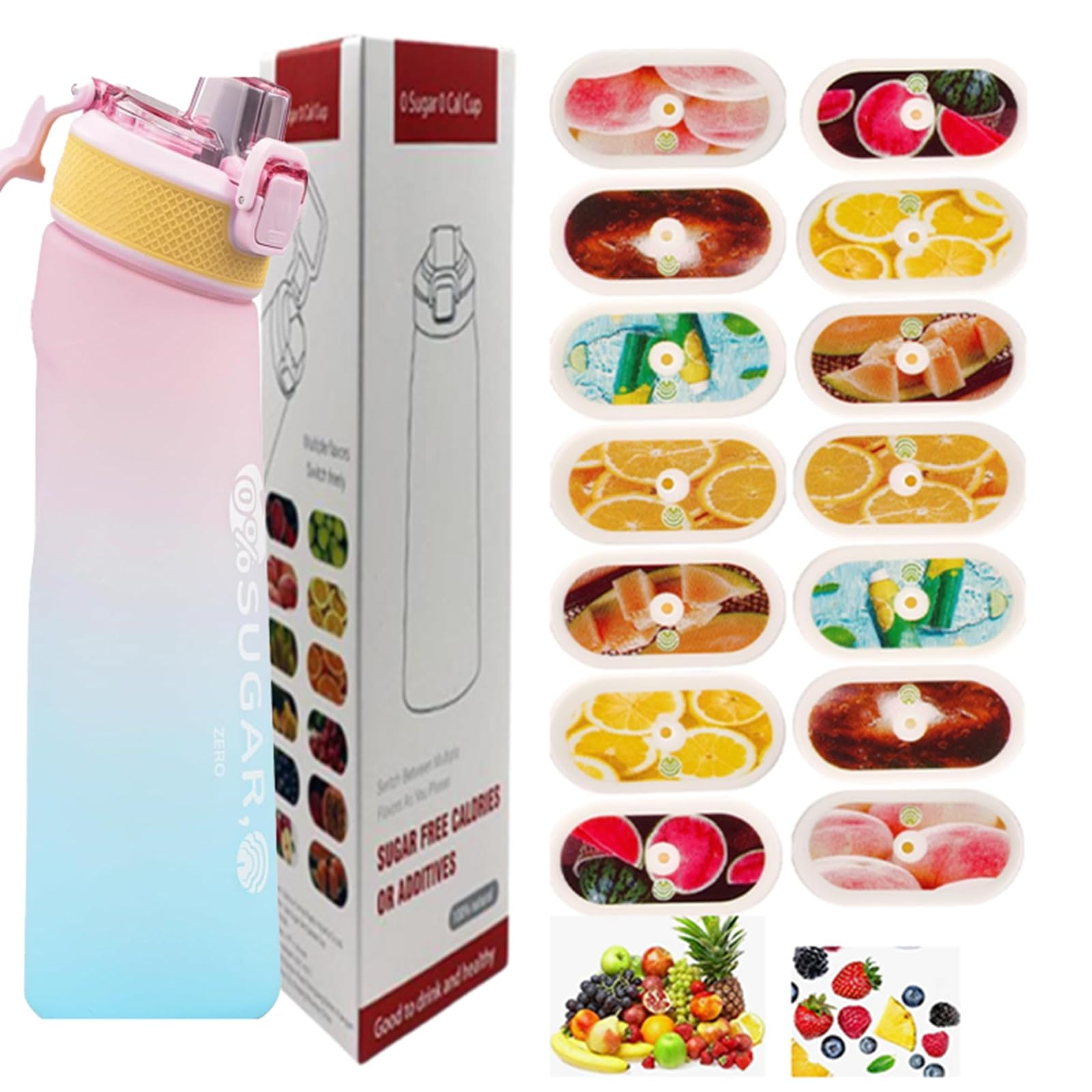 Hardware Tribe 700ml sports water bottle with 14 optional flavor pods. Made of durable temperature-resistant Tritan, it provides safe and healthy hydration for gym, school and outdoor daily use.