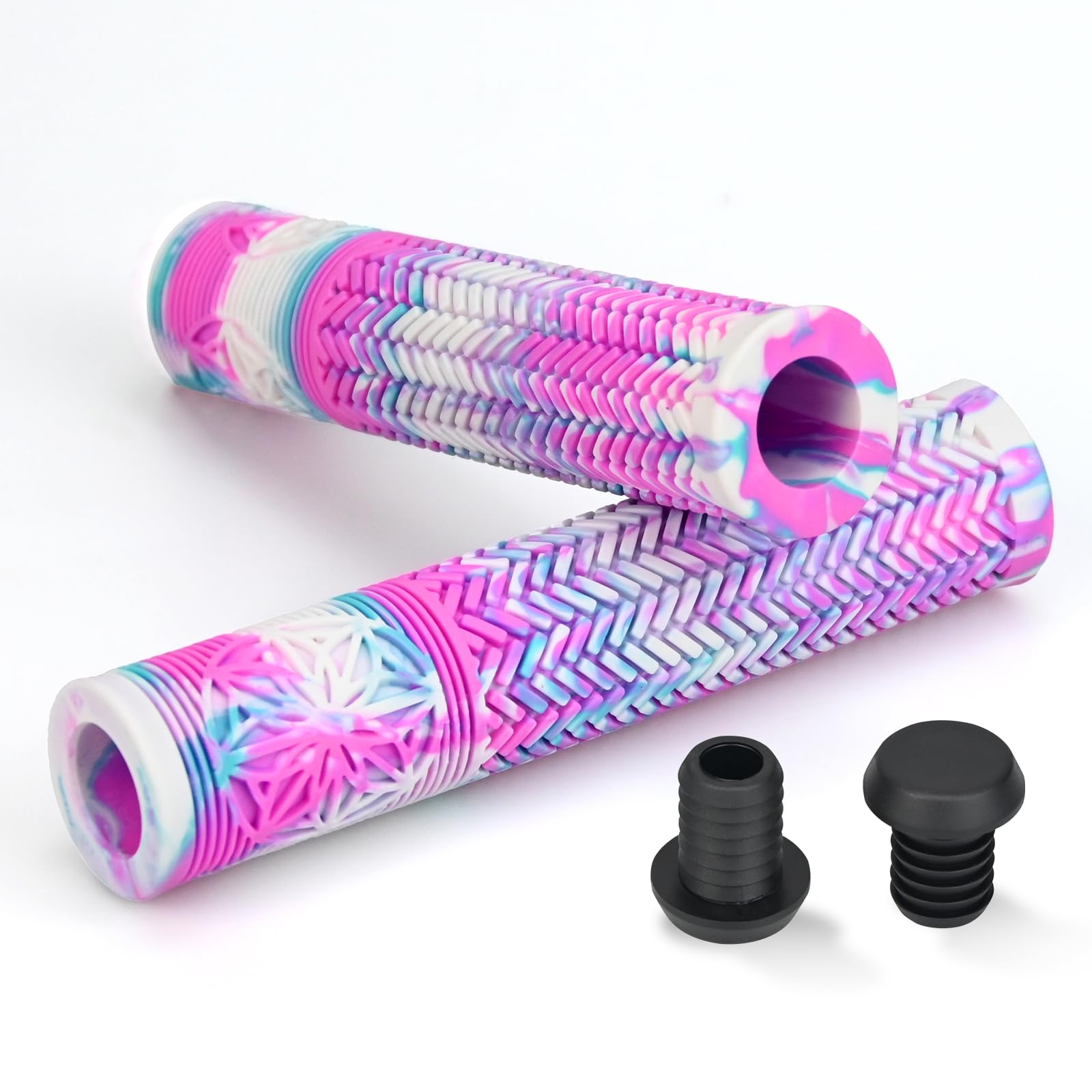 Handlebar Grips, Non-Slip Soft Rubber, Waterproof, Multi-Coloured, for MTB BMX Road Mountain Bike Cycling Bicycle and Scooter (Purple)