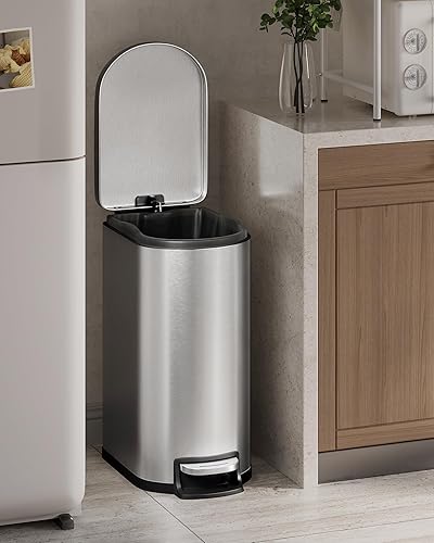 Miniatura 2 de Garvee 13 gal / 50 L Stainless Steel Kitchen Trash Can with Lid, Slim Rustproof Garbage Can, Large Step-on Metal Trash Bin with Inner Bucket, Rear