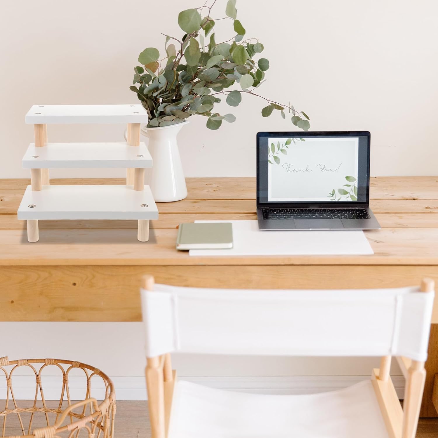 Display Riser Stand for Collection Models and Figurines Desktop Storage Organizer with Strong Load Capacity Stable Tiered Shelf for Perfume and Decorative Items White