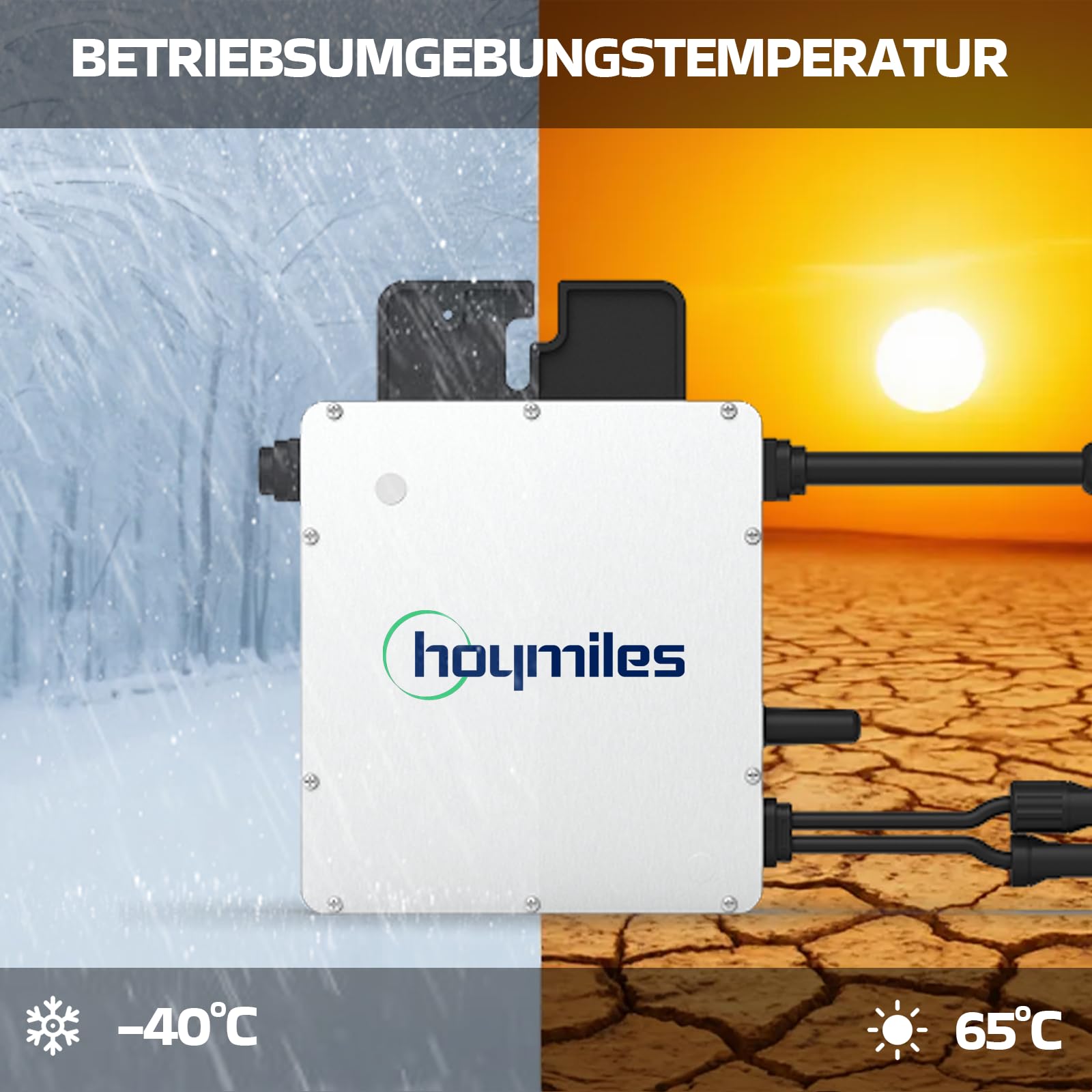 SUNNIVA® 500W Balkonkraftwerk BIFAZIAL FULLBLACK komplett Steckdose HOYMILES 400 Watt Wechselrichter, PV Solaranlage Komplettset, 1x 500W N-Type Glas Bifacial Solarmodule, 5m Kabel