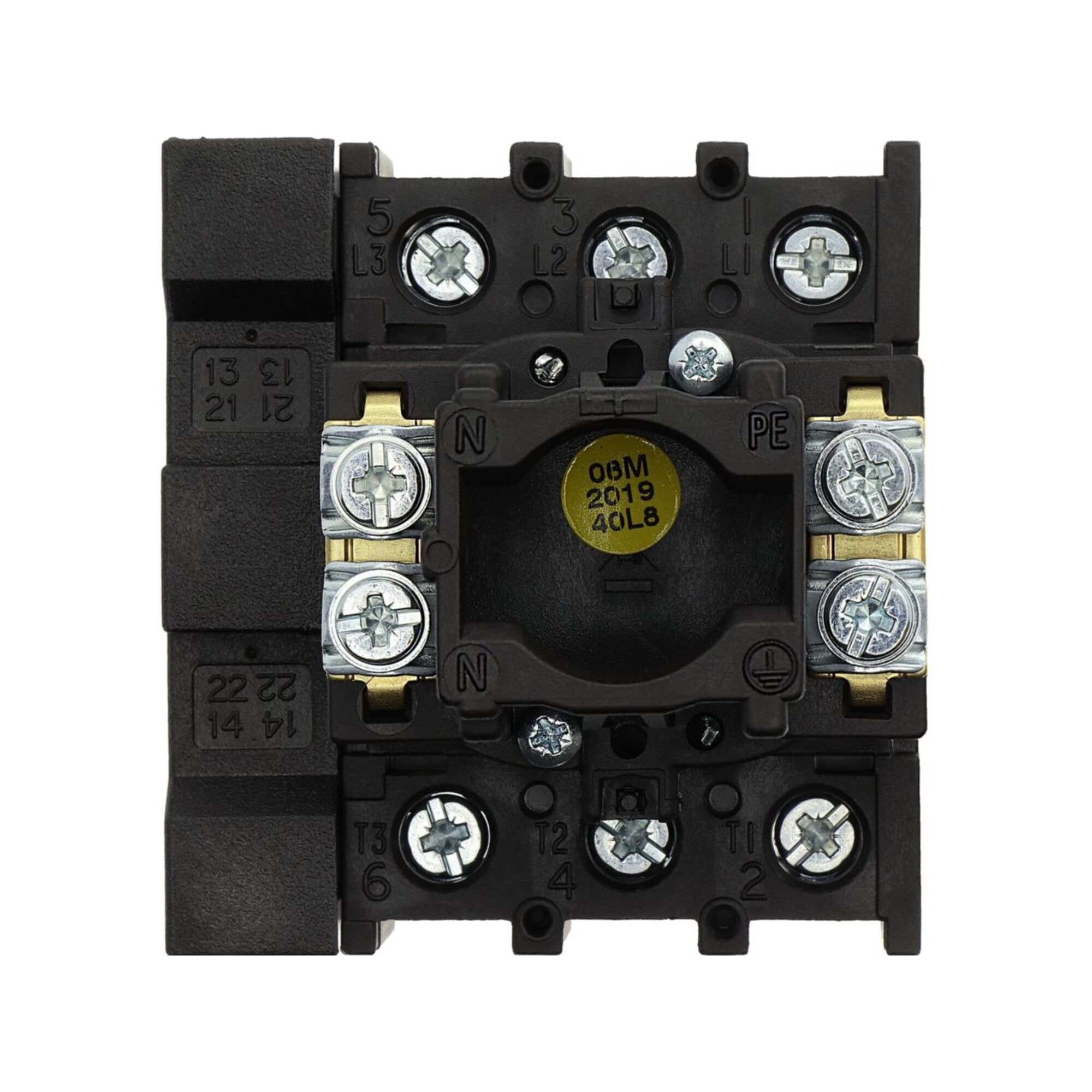 Eaton P1-32/EA/SVB/HI11 Interruptor General, 3 Polos con 1 NO con 1 NC, 32 A, Función de Parada de Emergencia, Bloqueable en posición 0, Montaje Empotrado