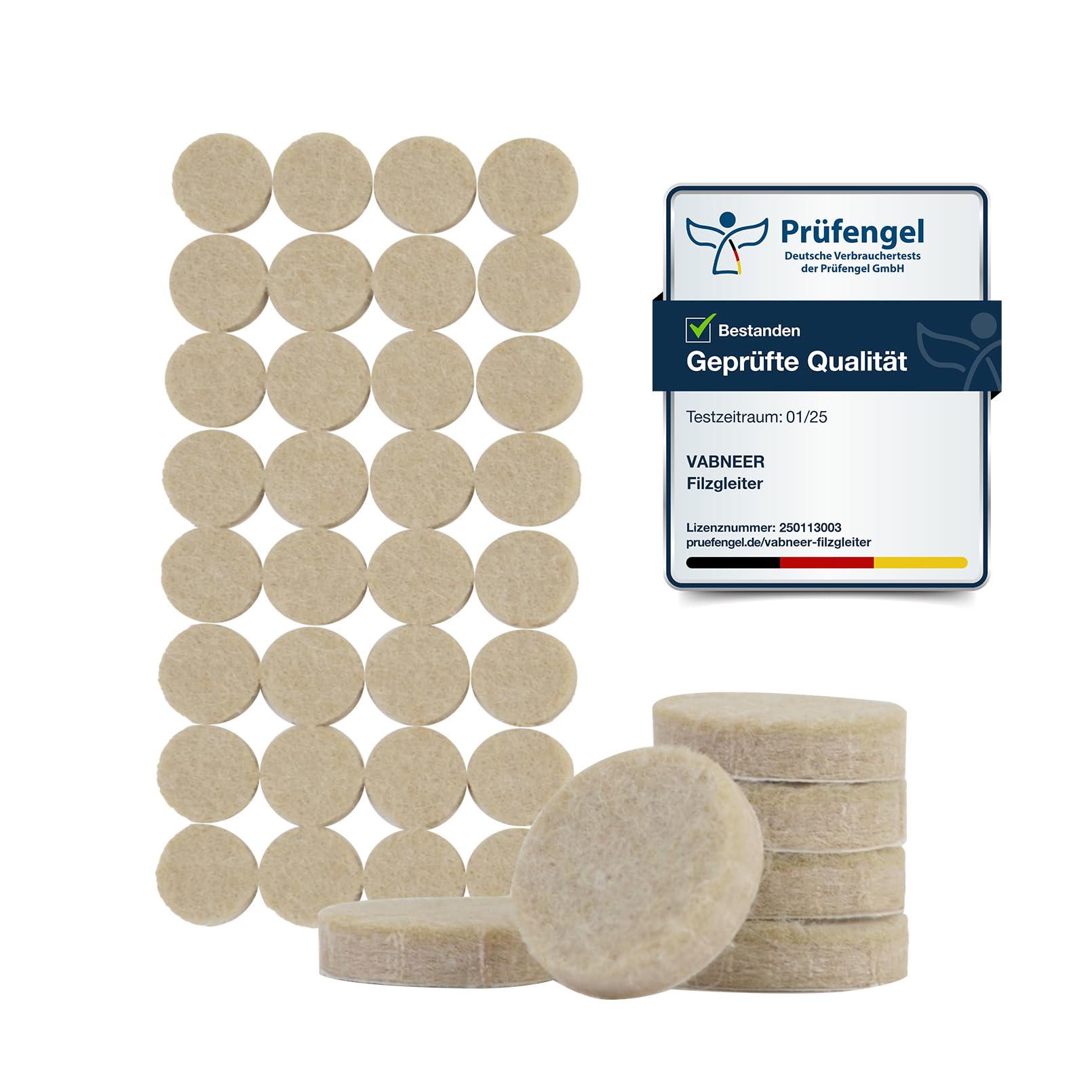 VABNEER 128 Piezas Almohadillas de Fieltro Redondas para Muebles, 15mm Fieltro Adhesivo con 5mm de Espesor, Protectores para Patas de Mesa
