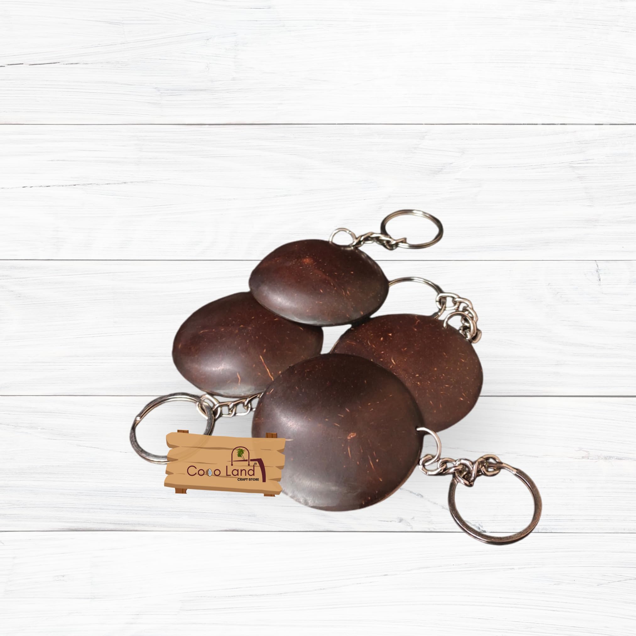 Coconut Shell Raw Keychain 50 mm Diameter For Custom Art Work