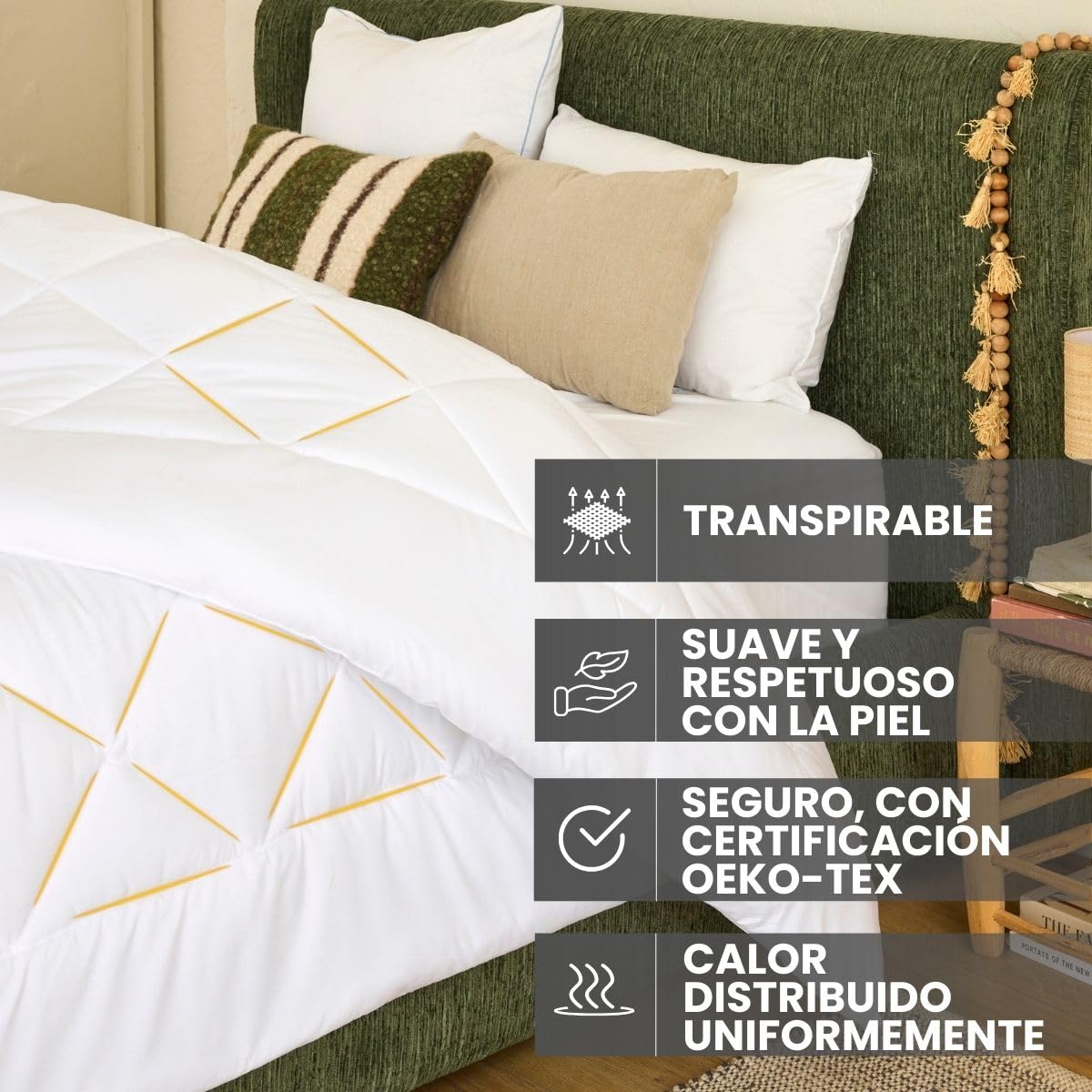 DREAMWAY - Edredón de 200 x 220 cm, 4 Estaciones, 2 Piezas, Incluye edredón para Todo el año, 200 x 220 cm, 300 gsm, edredón de Verano de 200 x220 cm, 150 gsm, 2 edredones con Botones, para Cuatro