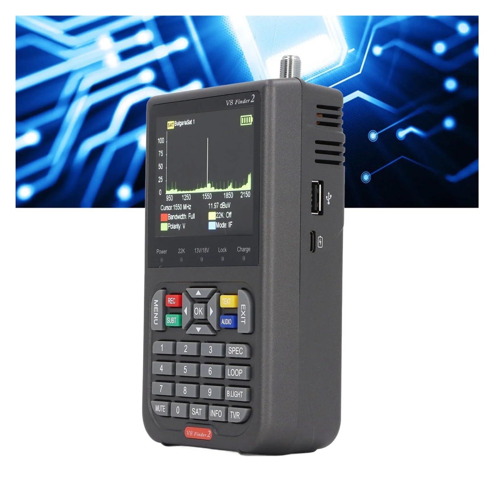 Satellite Finder, Satellite Finder 950‑2150 3.5 Inch Screen Digital SAT Meter DVB S2X S2 S Signal Receiver DC5V 9V 12V