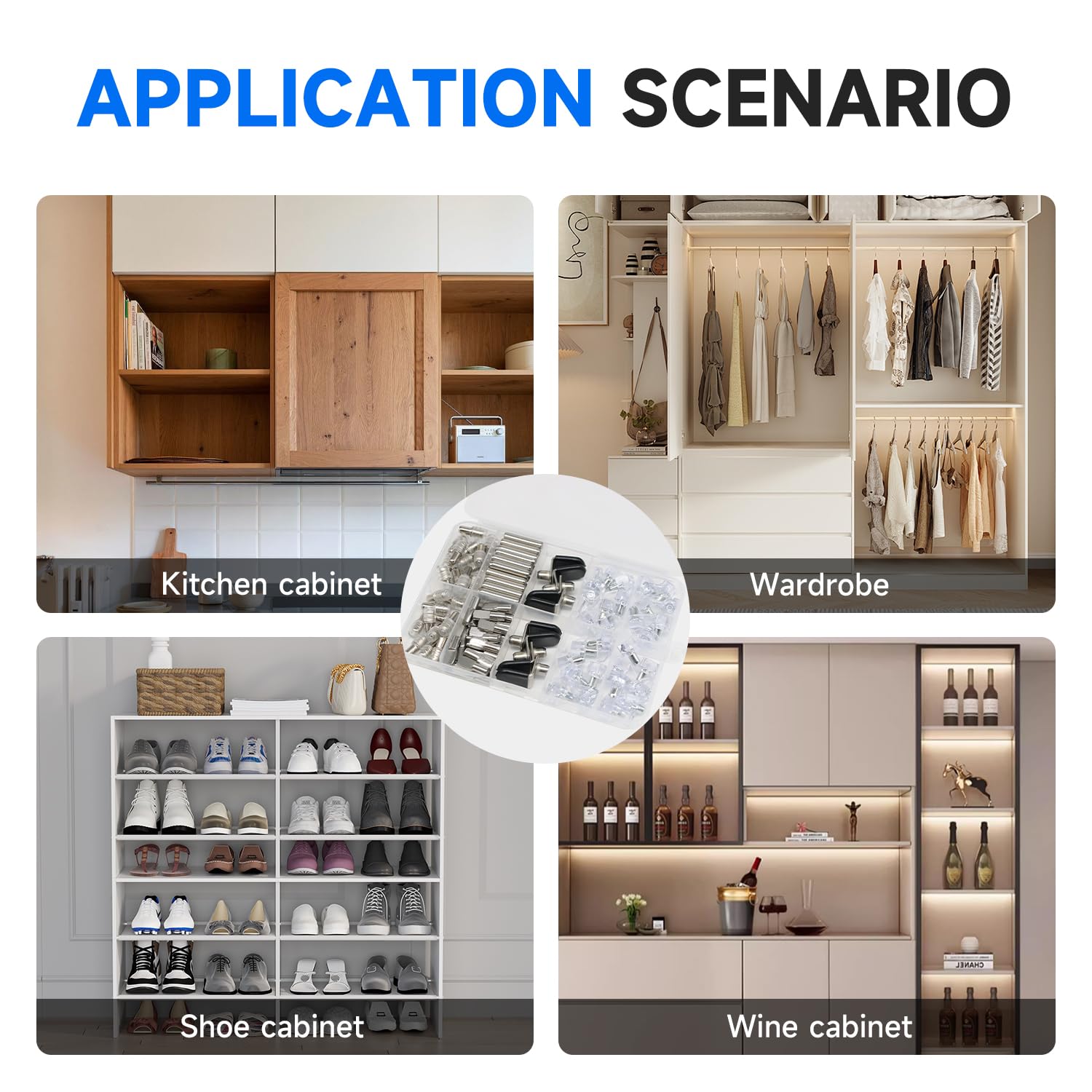 121PCS Cabinet Shelf Support Pegs Kit 5 Styles Pins for Wood Shelving Nickel Plated Shelf Holders Peg for Shelves (5mm 6.35mm) YY029-Kit — Amazon image 5