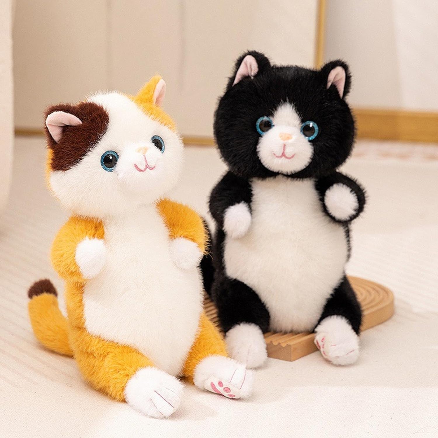 Realistic Grey Cat Plush 8.5 inch Small Size Cute Kitten Kitty Stuffed Animal Ultra Soft Plushies Toys Kawaii Gifts for Kids Adults
