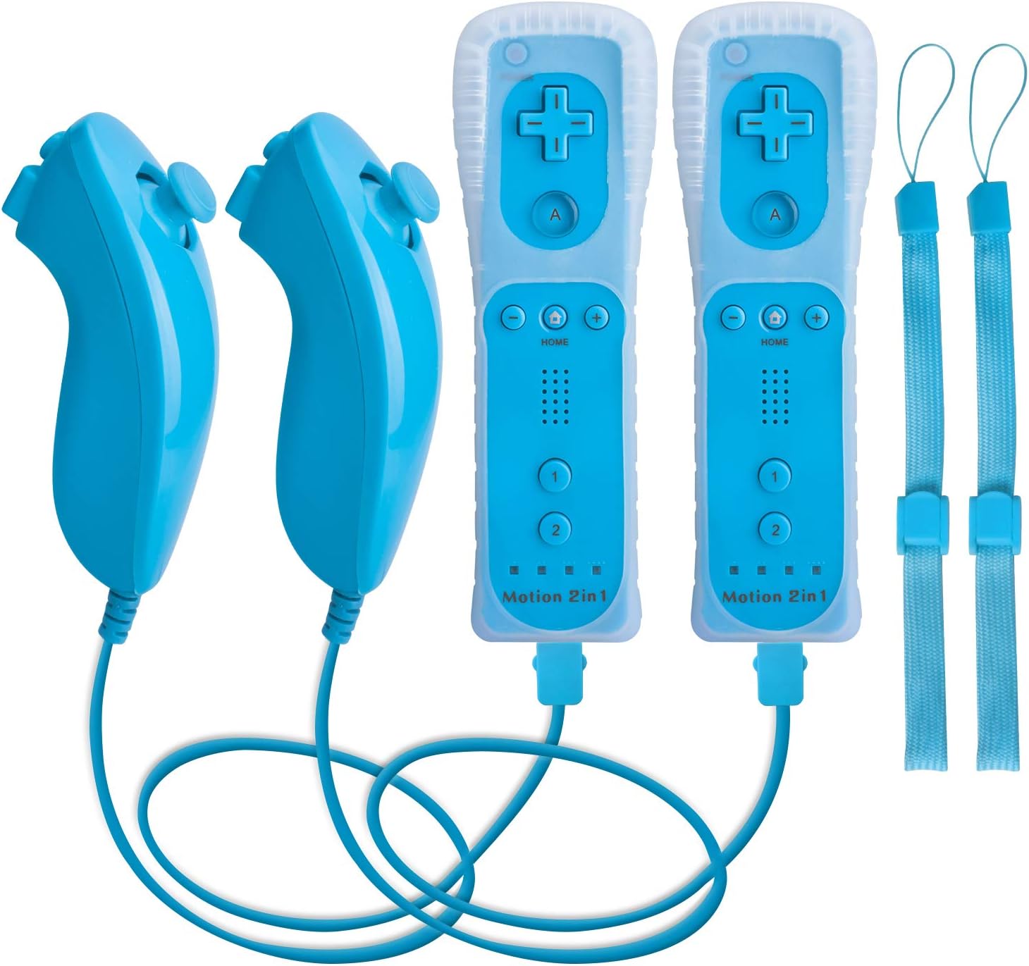 Motion Plus Wii Controllers 2Packs with Nunchucks, Wii Remote Controllers Compatible for wii and Wii U with Built in Motion Plus
