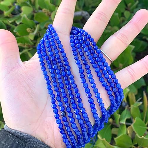 Miniatura 2 de Adabele GH-B8 - 2 hebras de piedras preciosas curativas de jade azul zafiro natural, 0.157 in (0.16 pulgadas), pequeñas cuentas de piedra redondas