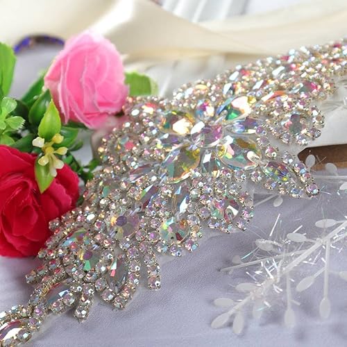 Vista 52 de DUOBAO Rhinestone Pearl Bead Applique Iridescent Rhinestones Appliques for Dresses Vintage Crystal Bridal Sash Wedding Dress Belt