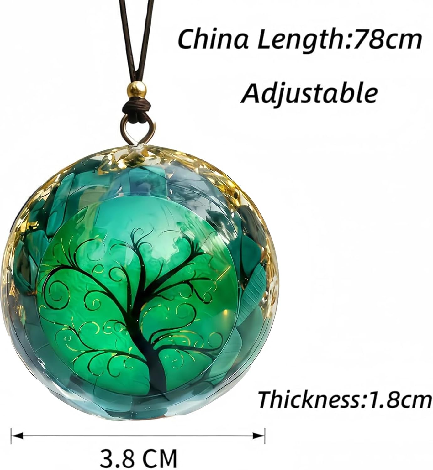 Handmade Orgone Pendant Malachite Chakra Gemstone Reiki Healing Crystals Chakra Orgonite Pendant Necklace for Good Luck Yoga Meditation Jewelry - Adjustable Rope (Green) - Image 4