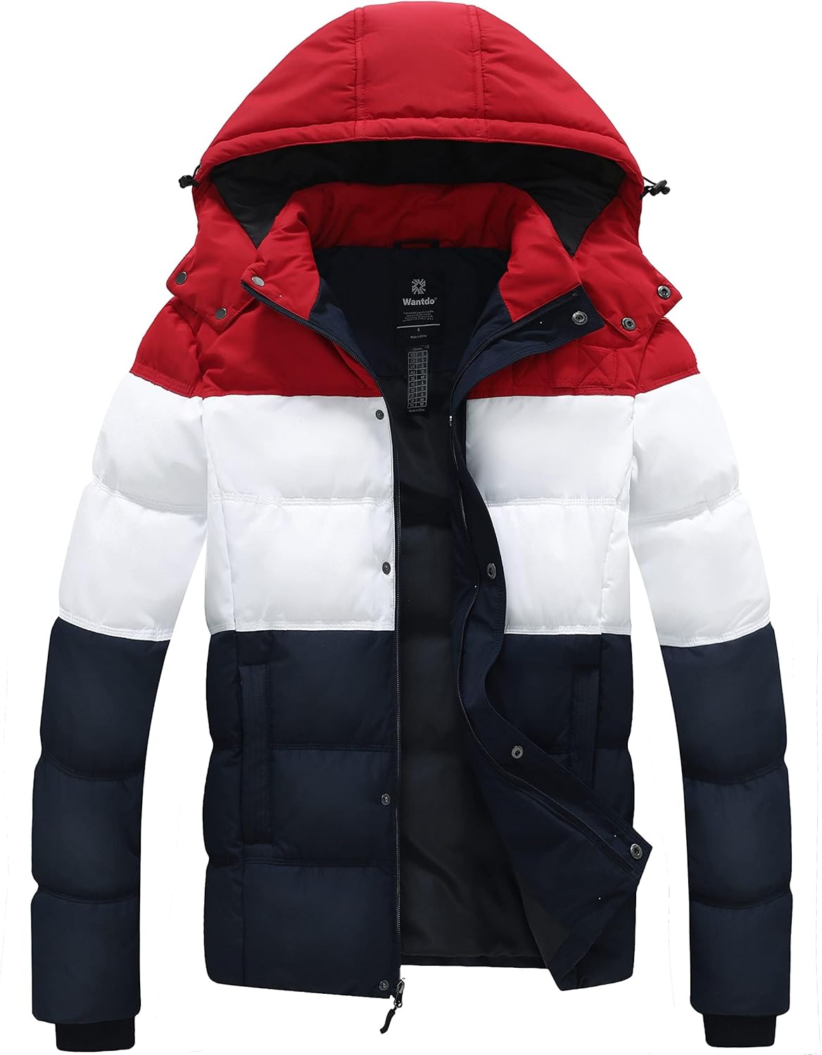 Wantdo Men's Hooded Winter Coat Warm Puffer Jacket Thicken Cotton Coat with Removable Hood