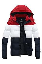 Men's Hooded Winter Coat Warm Puffer Jacket Thicken Cotton Coat with Removable Hood
