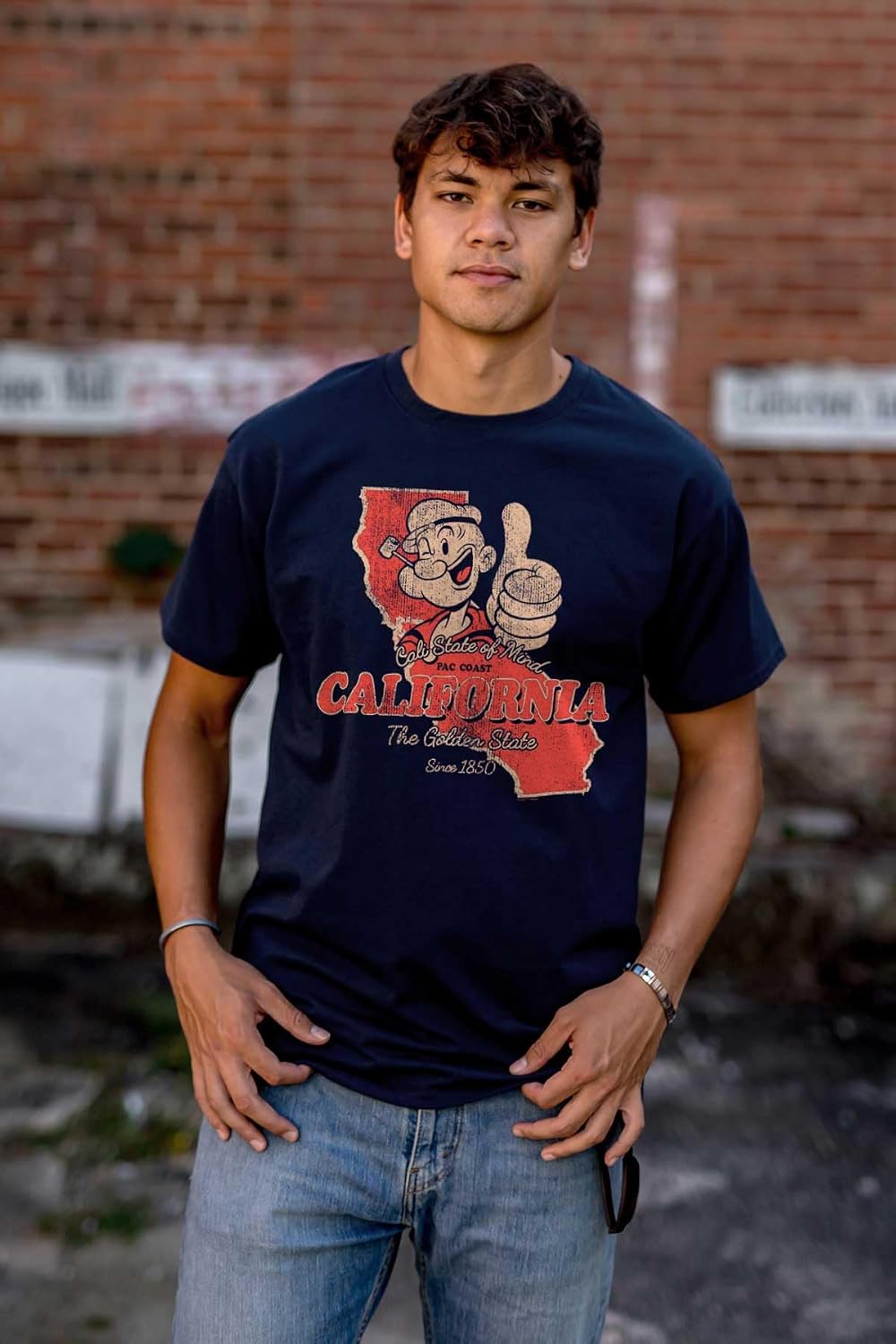 Brisco Brands Popeye Cartoon American States Graphic T Shirt Men or Women