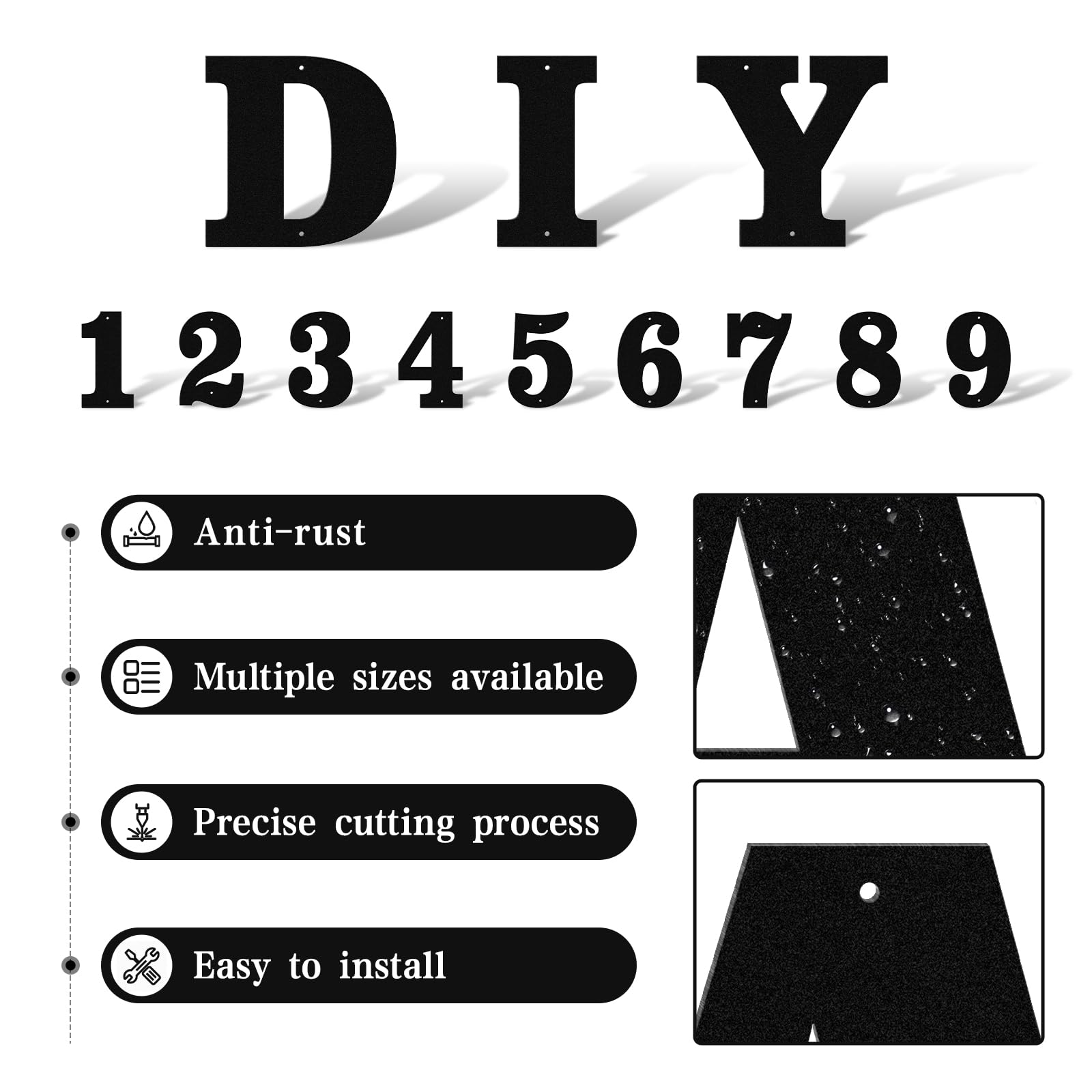 5 Inch Matte Black Rustproof House Numbers Letters,Heavy-Duty Metal Address Numbers for House,Weatherproof 0-9 Numbers & A-Z Outdoor Metal Letters Full Set for Door,Gate,Mailbox(5) - Image 5