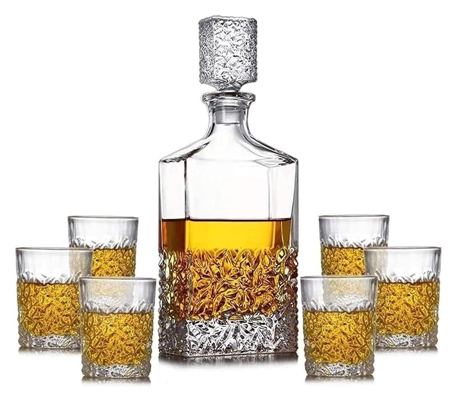Karafka do whisky，Karafka i szklanka do whisky Karafka Karafka Karafka do wina Zestaw kieliszków z karafką 7 szt. Kubki ze 100% szkła kryształowego ze szklaną pokrywką