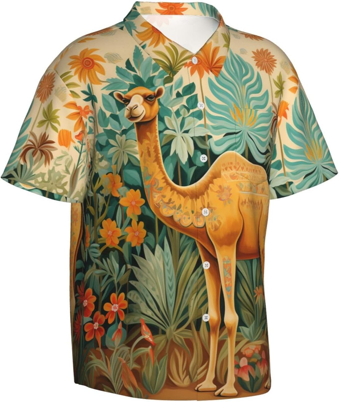 Hawaiian Shirt for Men Tropical Jungle Camel Beach Shirt Mens Short Sleeve Button Down Shirts Summer