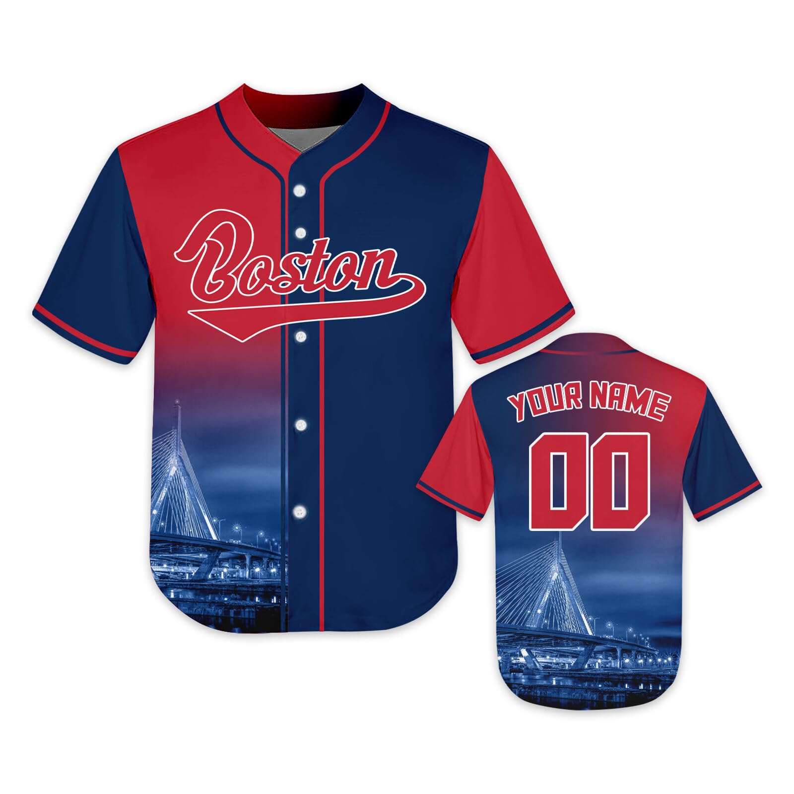Kids Custom Baseball Jersey City Night Skyline Personalized Name Number for Boy Girl Youth Fans Gifts Baseball Shirt S-XL
