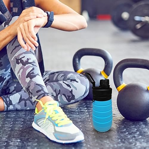 Miniatura 2 de Botella de agua deportiva plegable de 25.4 fl oz de silicona sin BPA para niños y adultos, ideal para actividades al aire libre, escuela, deportes,