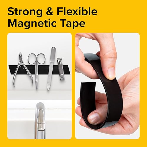 Miniatura 4 de Cinta magnética flexible, 2 unidades, tira magnética con fuerte autoadhesivo, rollo magnético para manualidades y proyectos de bricolaje, imanes