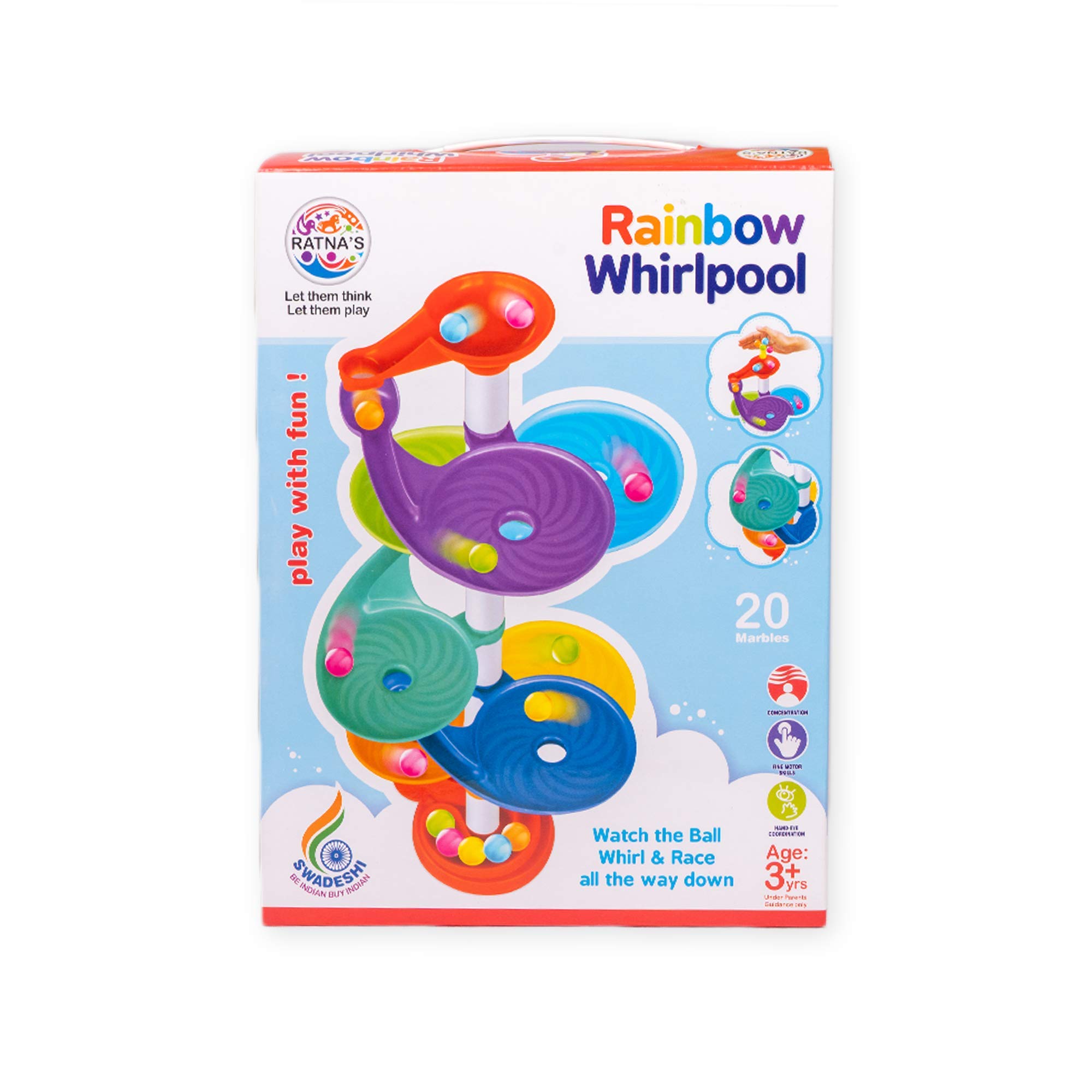 RATNA'S Rainbow Whirlpool 7 Layer Ball Drop and ROLL Swirling Tower for Baby and Toddler Development of Age 3+ Years Kids Multicolour 2
