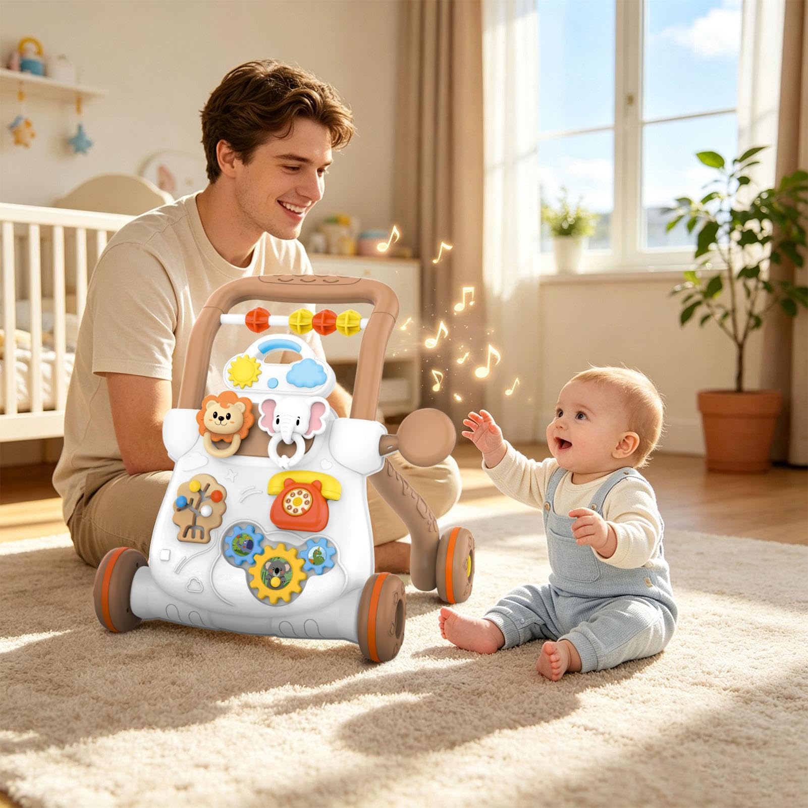 Wózek do nauki chodzenia dla dzieci, interaktywna zabawka do nauki muzyki z